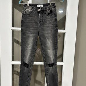 Never Worn! Distressed Button Fly Black Jeans Vervet from Vici Clothing Sz 24